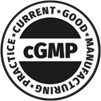 GMP certified facility seal.